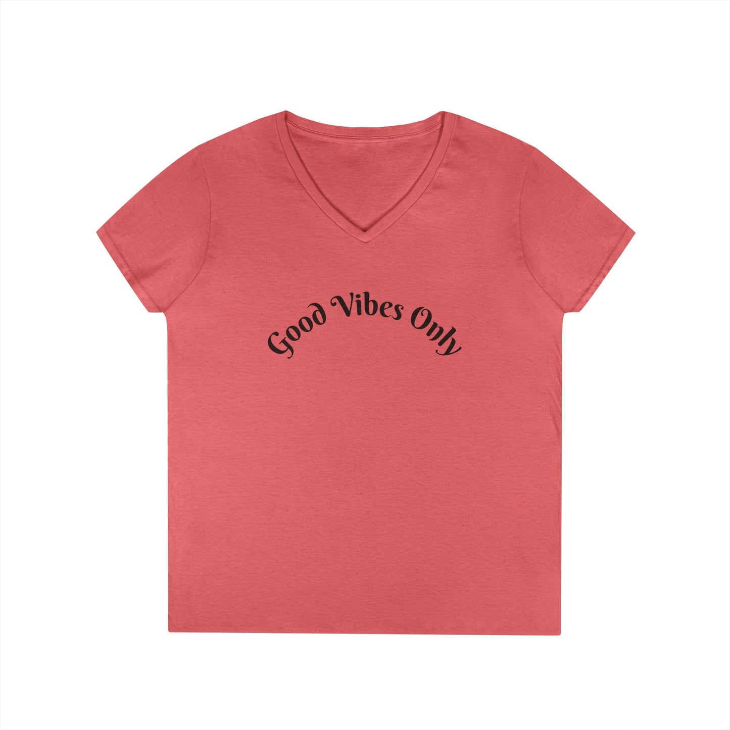 Good Vibes Only Ladies' V-Neck T-Shirt | Casual Motivational Tee for Positive Energy