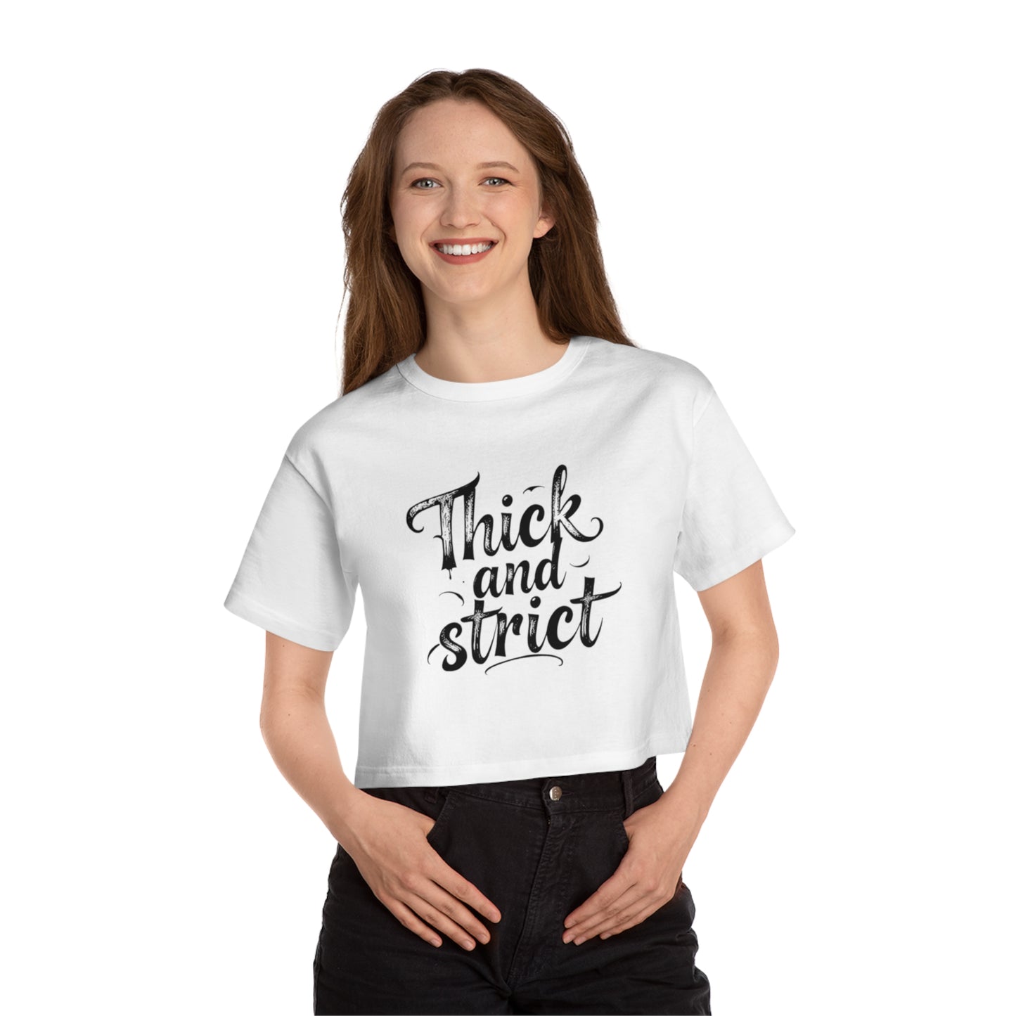 Thick and Strict Cropped T-Shirt, Stylish Casual Wear, Trendy Summer Top, Gift for Her, Fashion Statement Tee