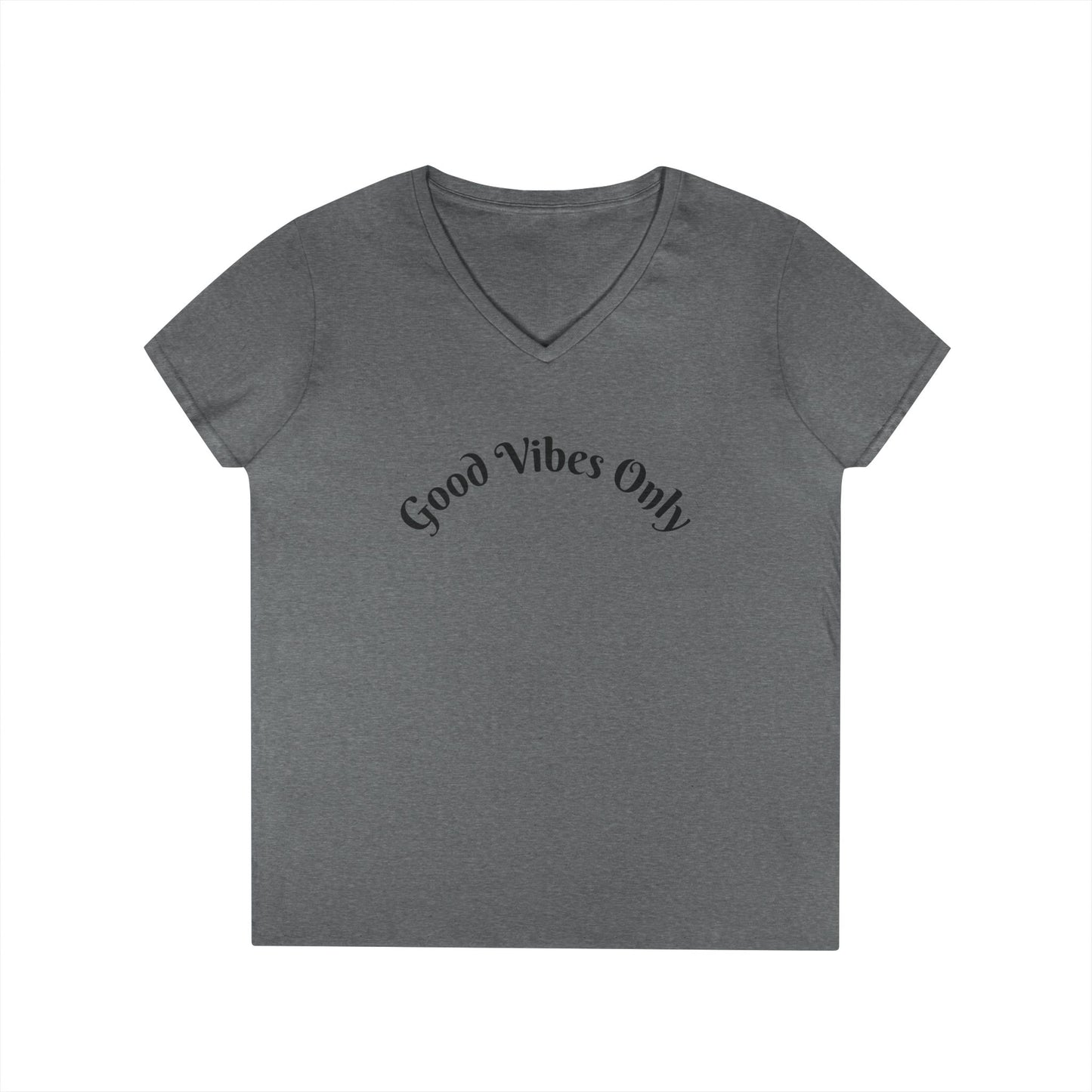 Good Vibes Only Ladies' V-Neck T-Shirt | Casual Motivational Tee for Positive Energy