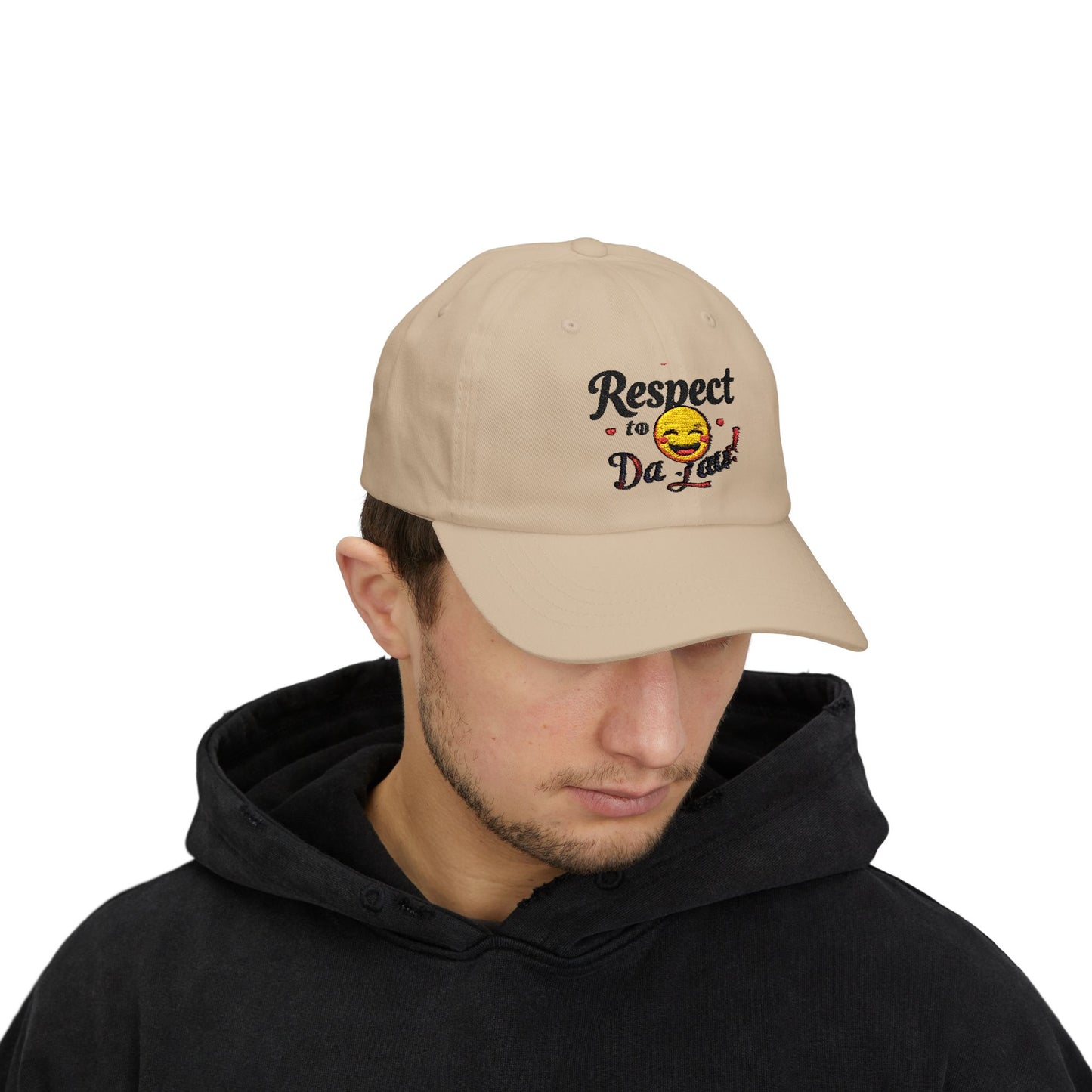 Humorous Dad Cap - 'Respect to Da Law!' Adjustable White Hat