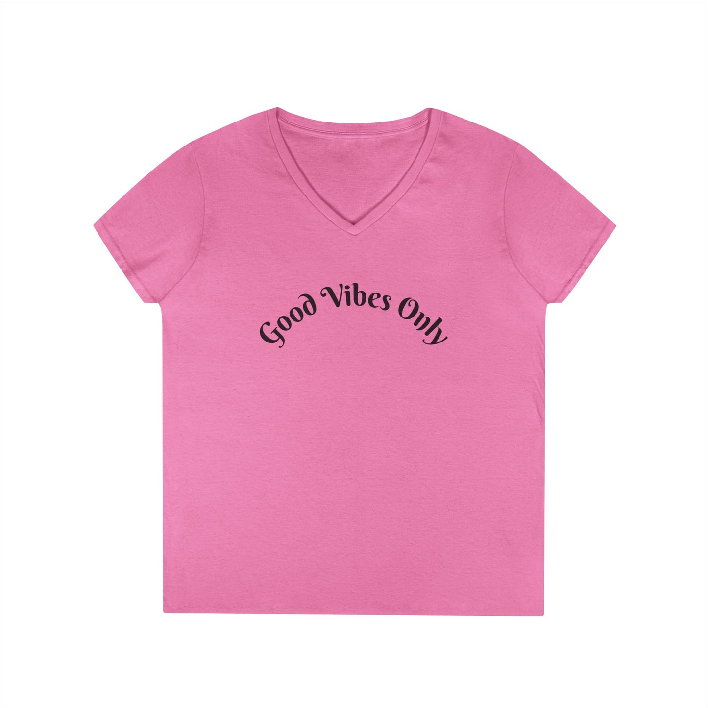 Good Vibes Only Ladies' V-Neck T-Shirt | Casual Motivational Tee for Positive Energy