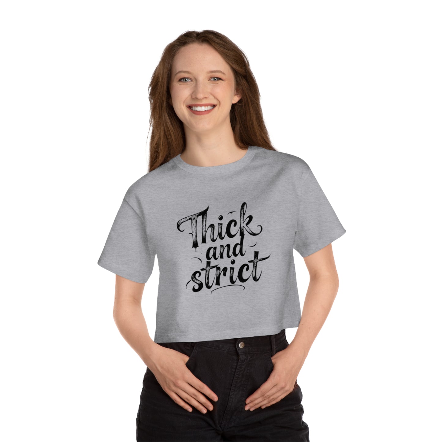 Thick and Strict Cropped T-Shirt, Stylish Casual Wear, Trendy Summer Top, Gift for Her, Fashion Statement Tee