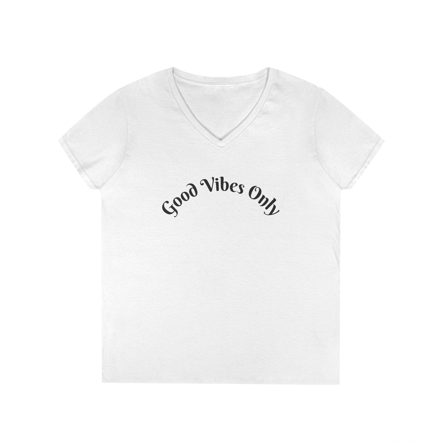 Good Vibes Only Ladies' V-Neck T-Shirt | Casual Motivational Tee for Positive Energy