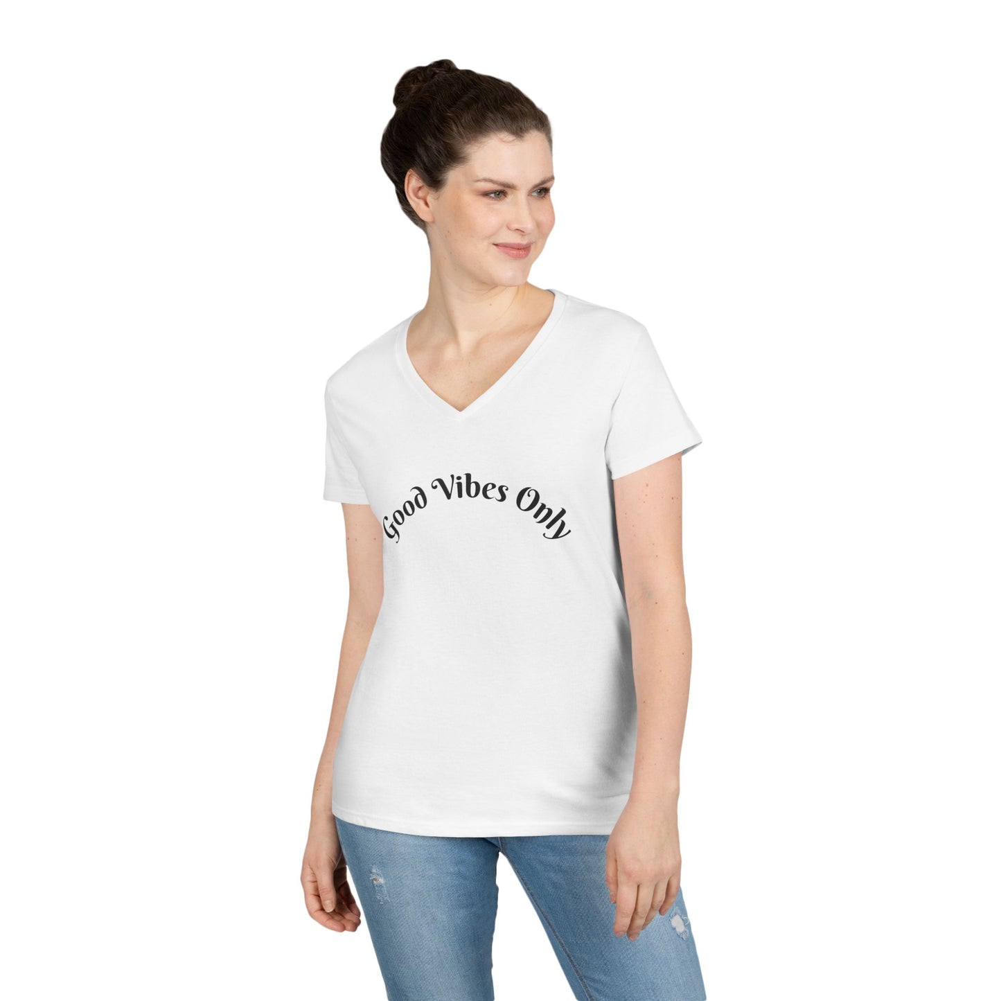 Good Vibes Only Ladies' V-Neck T-Shirt | Casual Motivational Tee for Positive Energy