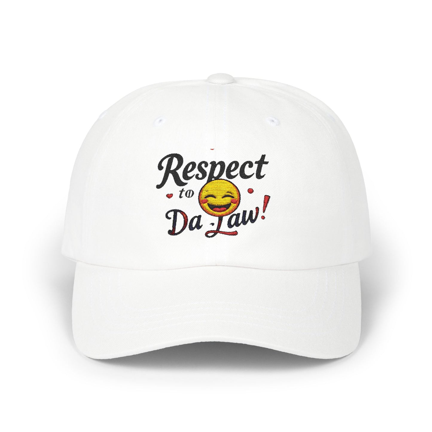 Humorous Dad Cap - 'Respect to Da Law!' Adjustable White Hat
