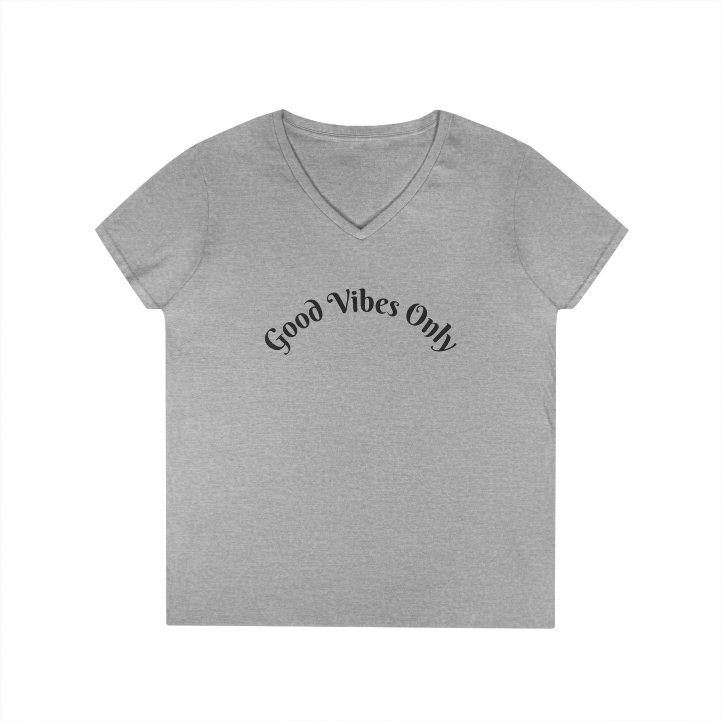 Good Vibes Only Ladies' V-Neck T-Shirt | Casual Motivational Tee for Positive Energy