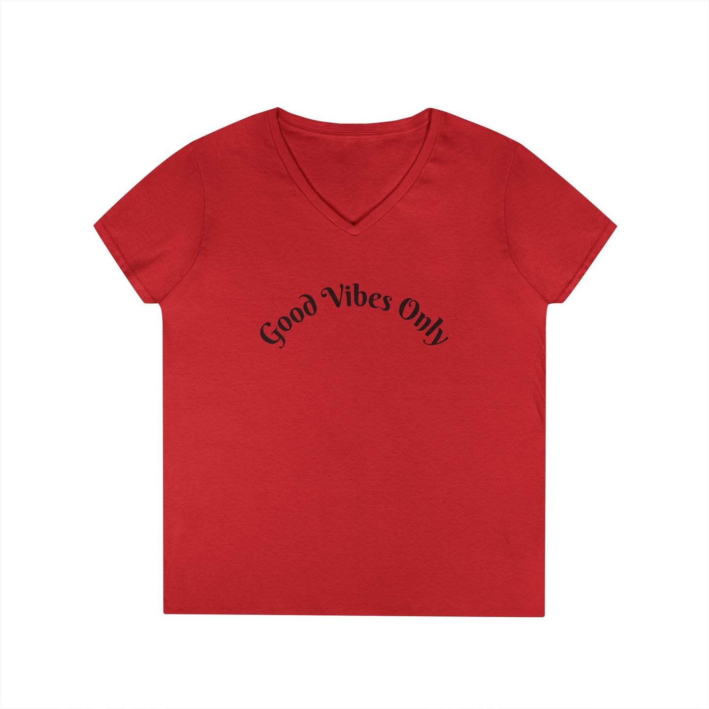 Good Vibes Only Ladies' V-Neck T-Shirt | Casual Motivational Tee for Positive Energy