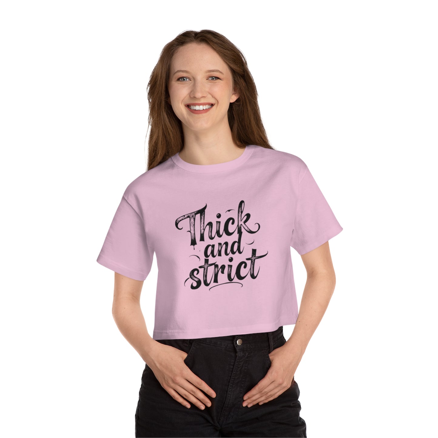 Thick and Strict Cropped T-Shirt, Stylish Casual Wear, Trendy Summer Top, Gift for Her, Fashion Statement Tee