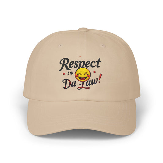 Humorous Dad Cap - 'Respect to Da Law!' Adjustable White Hat