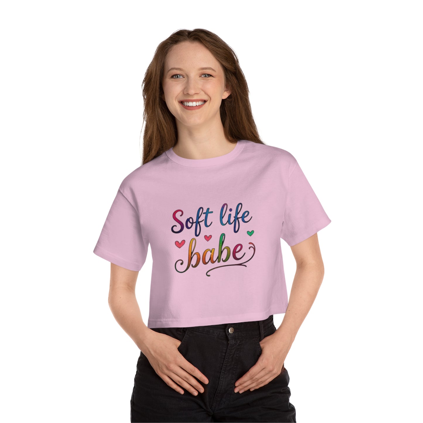 Cropped T-Shirt - Soft Life Babe, Summer Casual Wear, Gifts for Her, Trendy Women’s Apparel, Comfortable Everyday Top