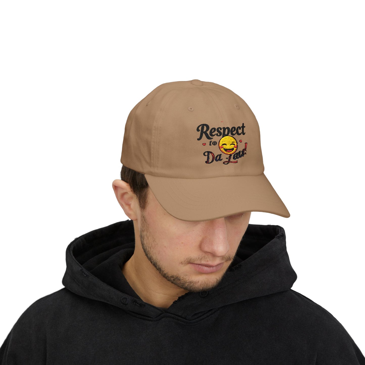 Humorous Dad Cap - 'Respect to Da Law!' Adjustable White Hat