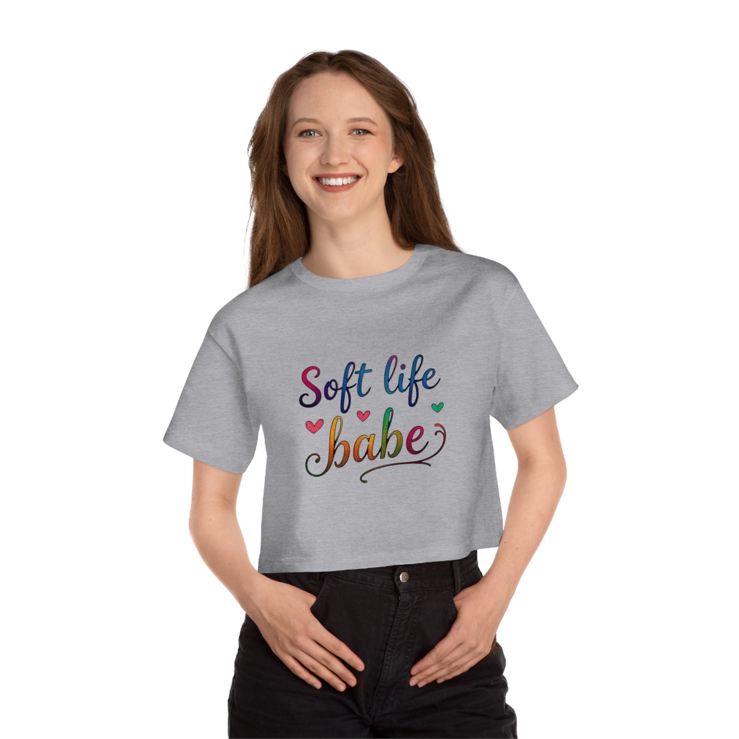 Cropped T-Shirt - Soft Life Babe, Summer Casual Wear, Gifts for Her, Trendy Women’s Apparel, Comfortable Everyday Top
