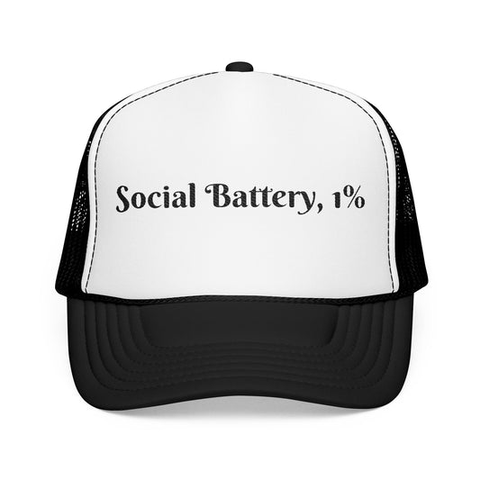 Social Battery Foam Trucker Hat - Casual Graphic Cap, Fun Gift for Friends, Outdoor Adventures, Festival Headwear, Summer Style