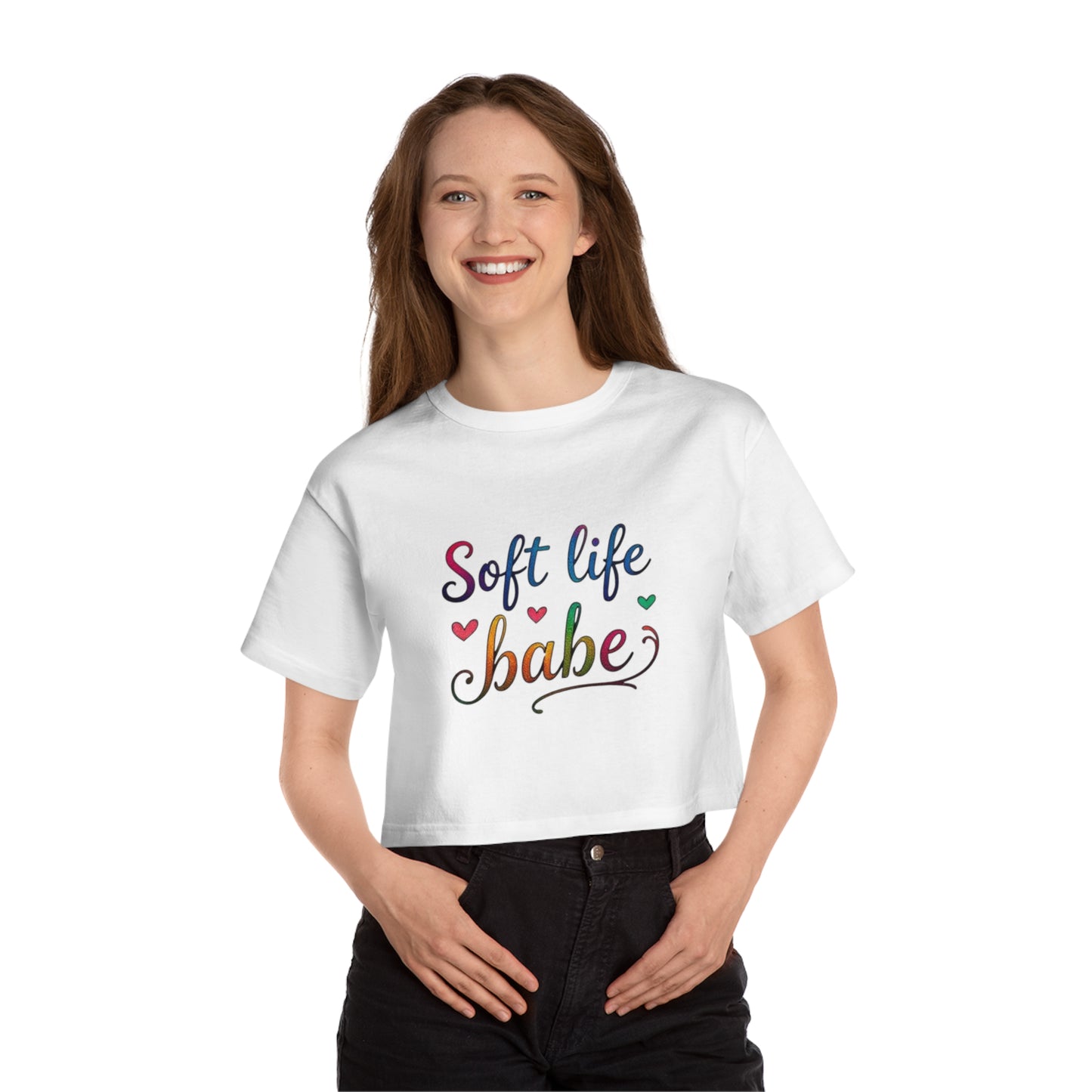 Cropped T-Shirt - Soft Life Babe, Summer Casual Wear, Gifts for Her, Trendy Women’s Apparel, Comfortable Everyday Top
