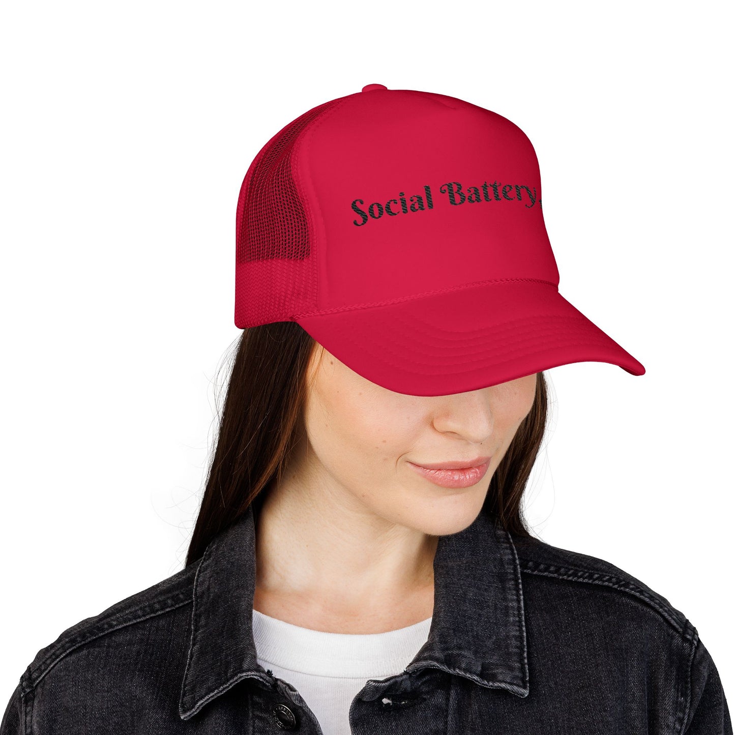 Social Battery Foam Trucker Hat - Casual Graphic Cap, Fun Gift for Friends, Outdoor Adventures, Festival Headwear, Summer Style