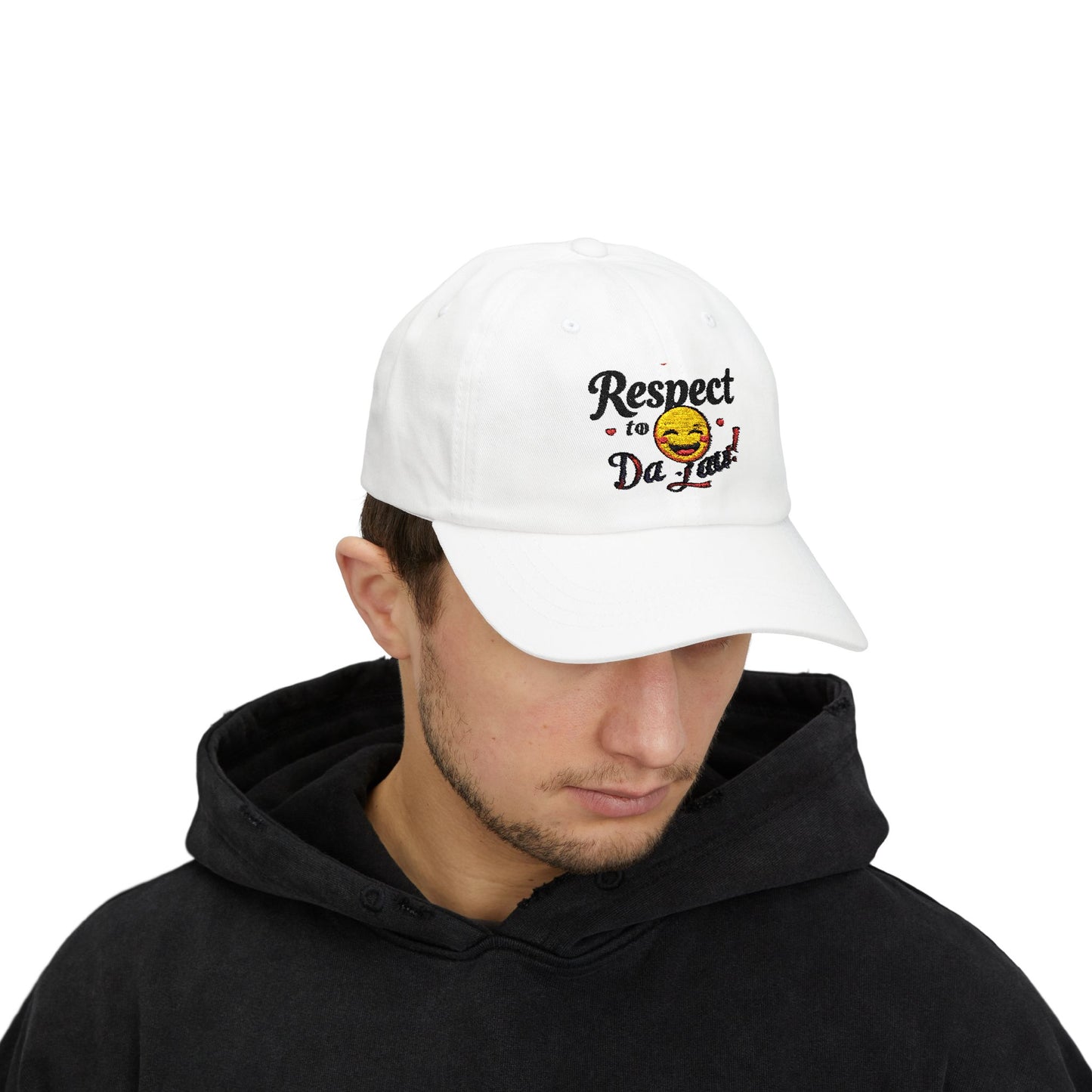 Humorous Dad Cap - 'Respect to Da Law!' Adjustable White Hat
