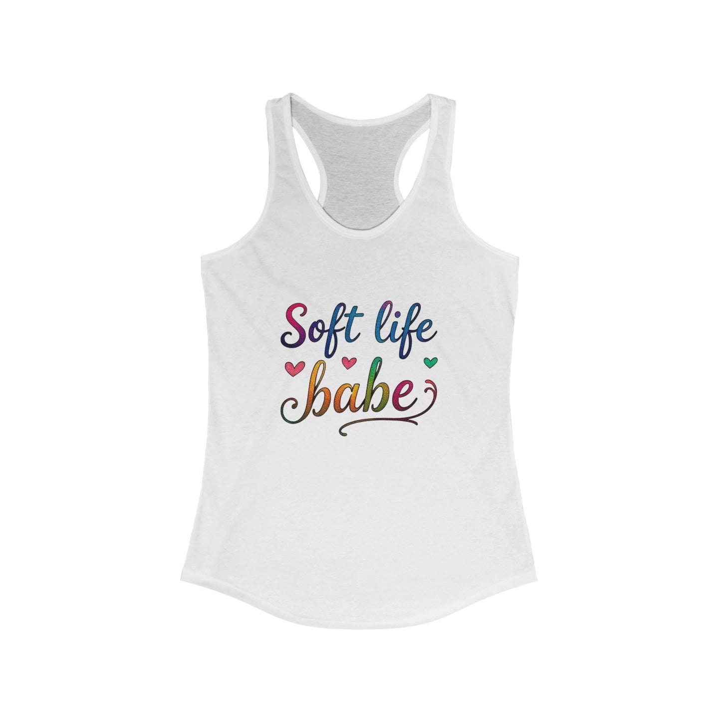 Soft Life Babe Racerback Tank | Women’s Summer Top, Casual Wear, Workout Gear, Fitness Tank, Birthday Gift