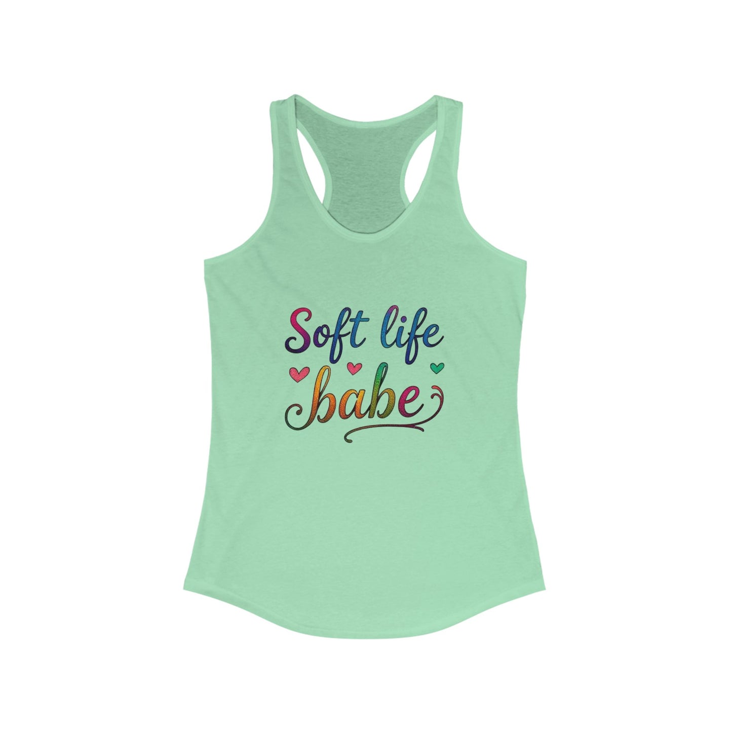 Soft Life Babe Racerback Tank | Women’s Summer Top, Casual Wear, Workout Gear, Fitness Tank, Birthday Gift