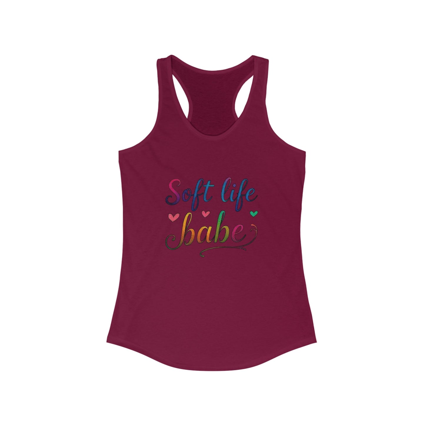 Soft Life Babe Racerback Tank | Women’s Summer Top, Casual Wear, Workout Gear, Fitness Tank, Birthday Gift