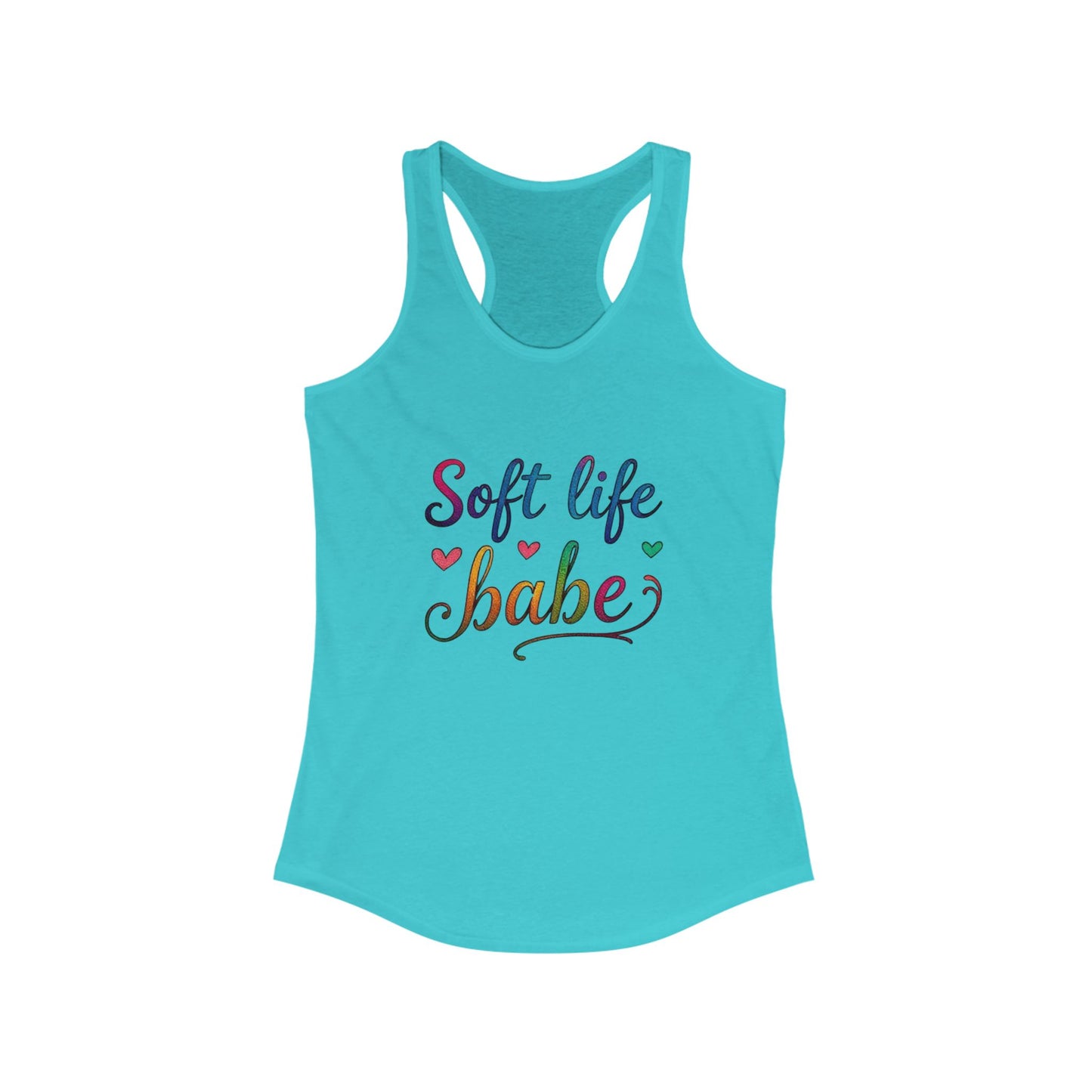 Soft Life Babe Racerback Tank | Women’s Summer Top, Casual Wear, Workout Gear, Fitness Tank, Birthday Gift