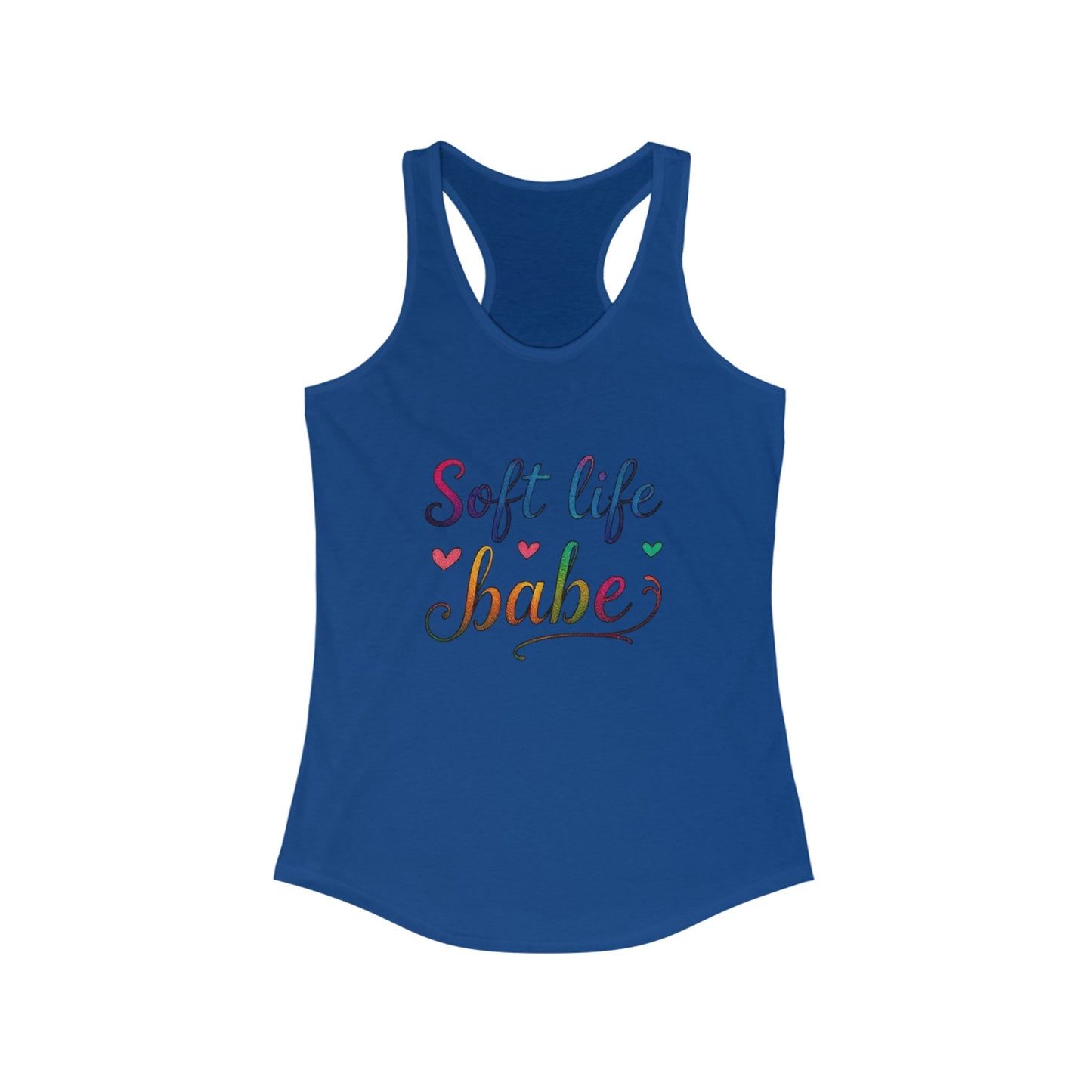 Soft Life Babe Racerback Tank | Women’s Summer Top, Casual Wear, Workout Gear, Fitness Tank, Birthday Gift