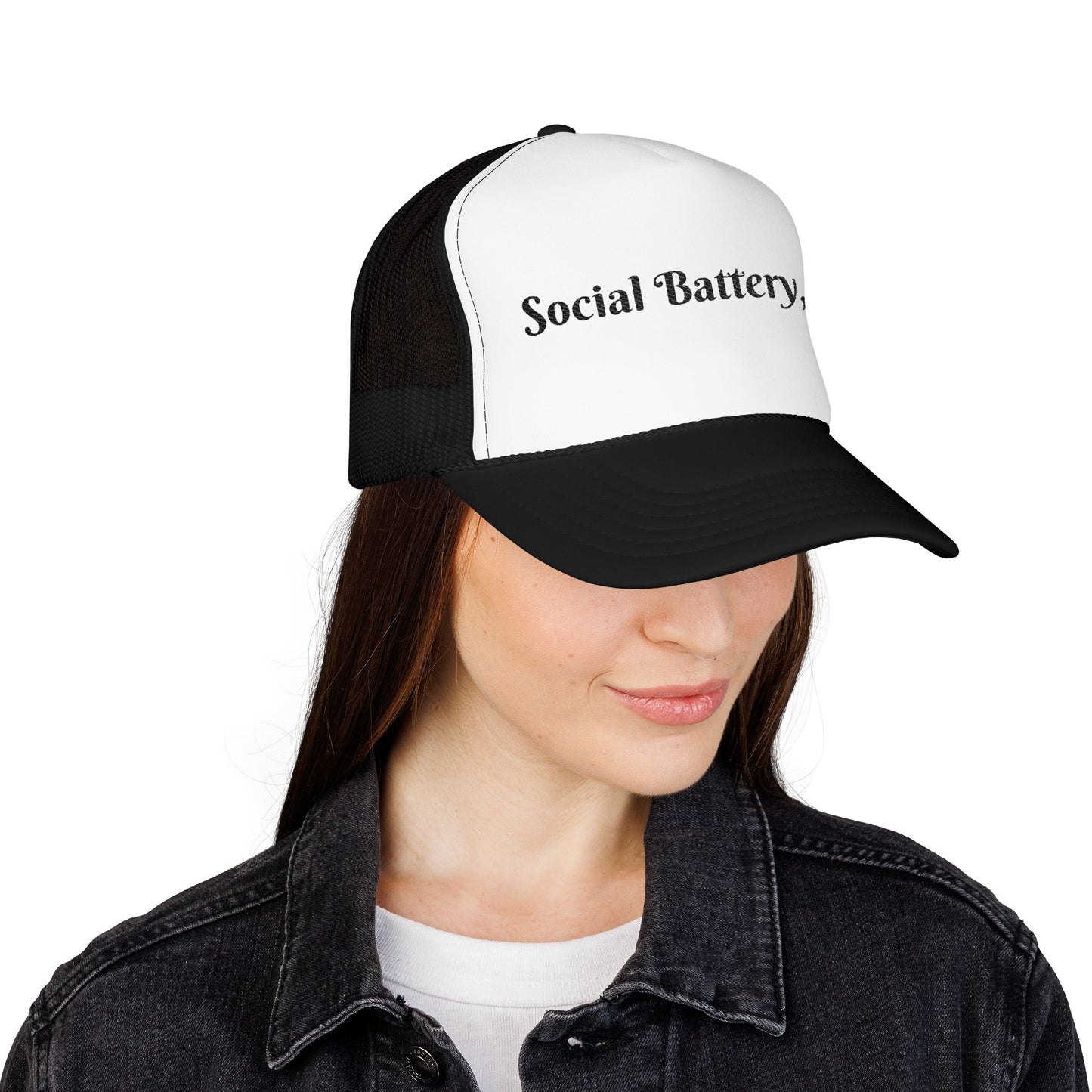 Social Battery Foam Trucker Hat - Casual Graphic Cap, Fun Gift for Friends, Outdoor Adventures, Festival Headwear, Summer Style