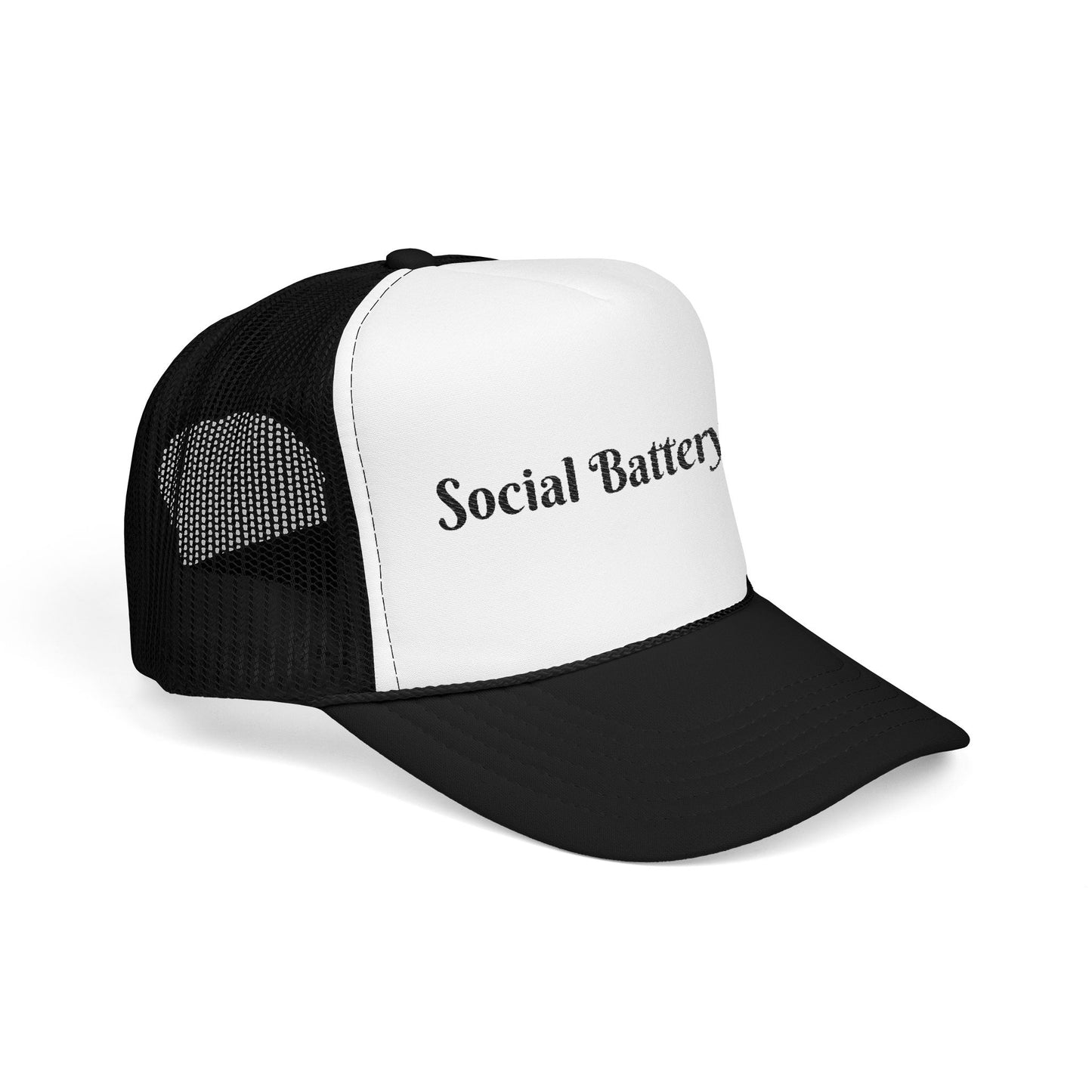 Social Battery Foam Trucker Hat - Casual Graphic Cap, Fun Gift for Friends, Outdoor Adventures, Festival Headwear, Summer Style