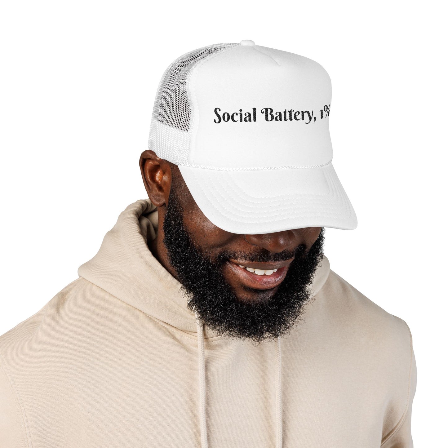 Social Battery Foam Trucker Hat - Casual Graphic Cap, Fun Gift for Friends, Outdoor Adventures, Festival Headwear, Summer Style