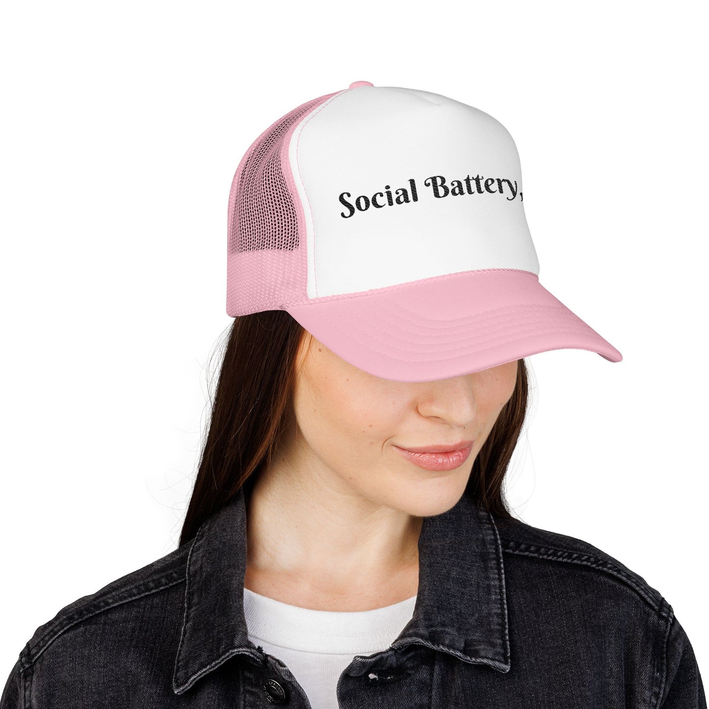 Social Battery Foam Trucker Hat - Casual Graphic Cap, Fun Gift for Friends, Outdoor Adventures, Festival Headwear, Summer Style