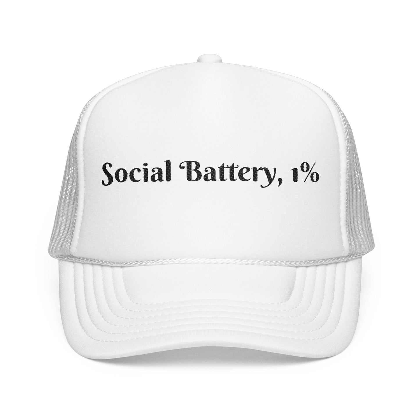 Social Battery Foam Trucker Hat - Casual Graphic Cap, Fun Gift for Friends, Outdoor Adventures, Festival Headwear, Summer Style
