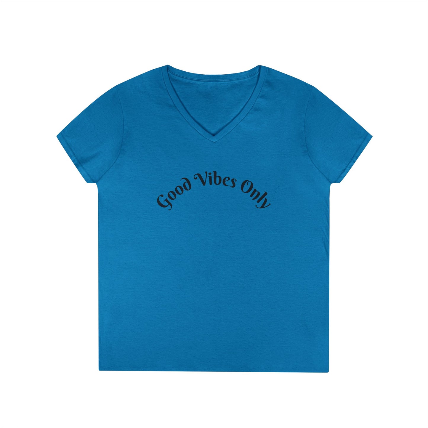 Good Vibes Only Ladies' V-Neck T-Shirt | Casual Motivational Tee for Positive Energy