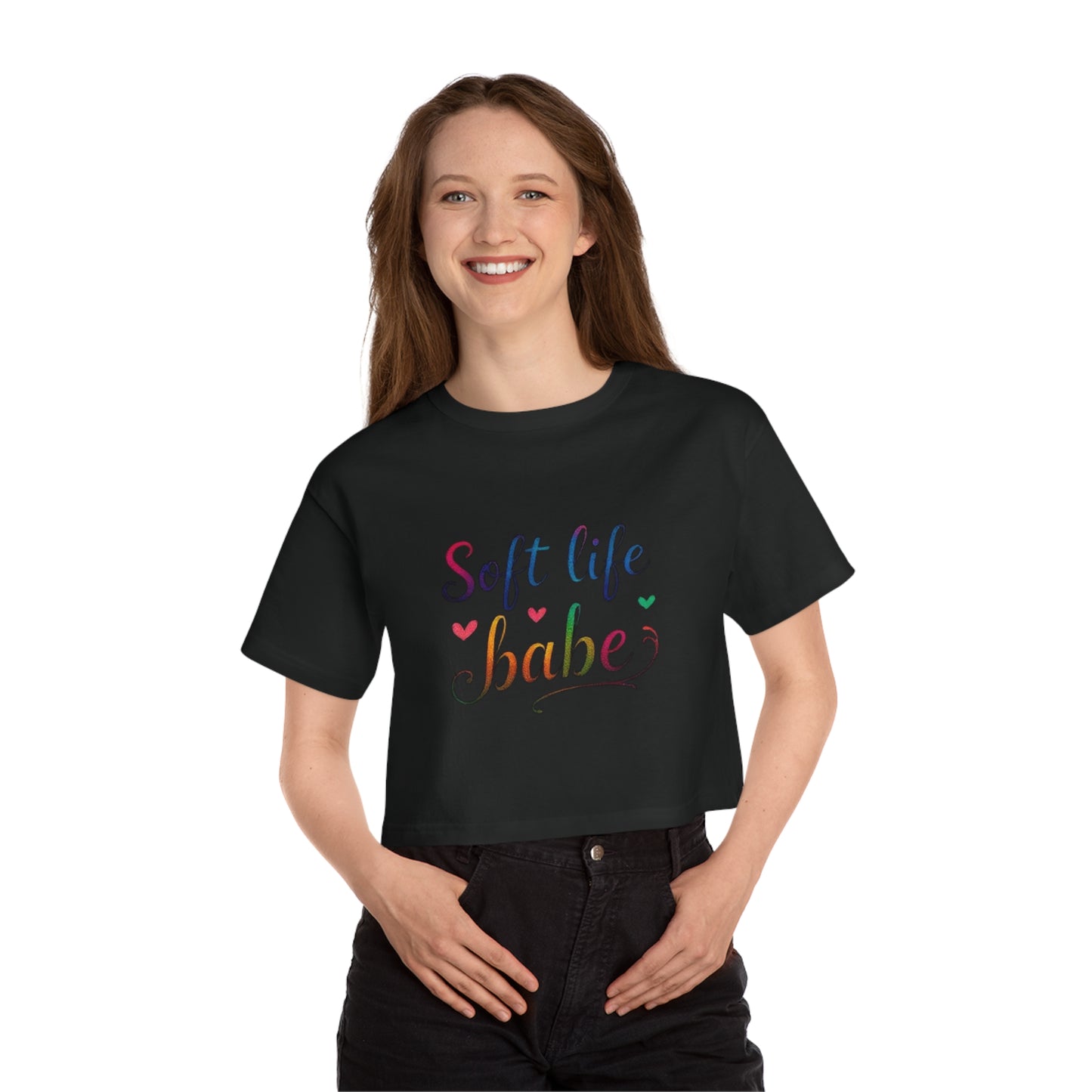 Cropped T-Shirt - Soft Life Babe, Summer Casual Wear, Gifts for Her, Trendy Women’s Apparel, Comfortable Everyday Top