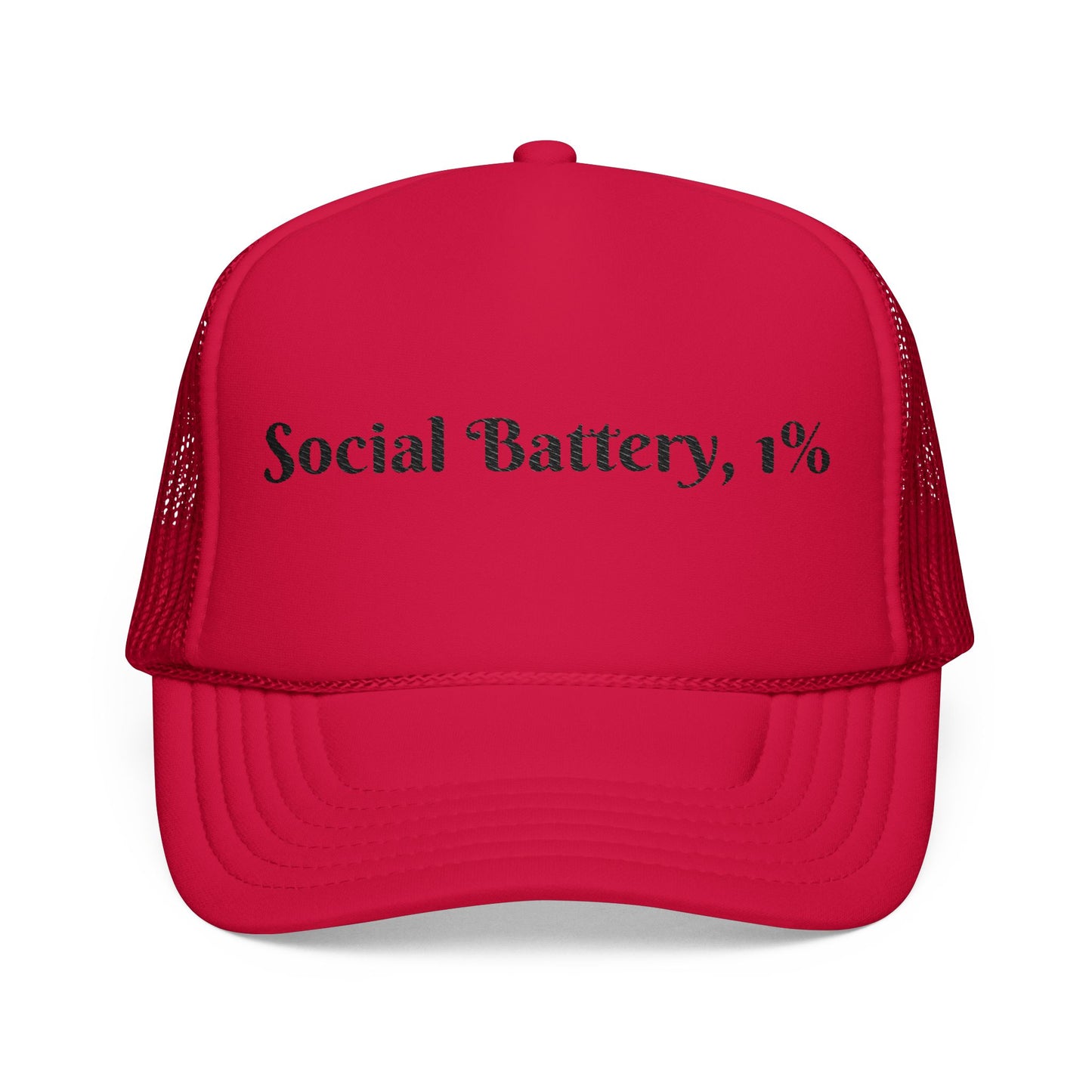 Social Battery Foam Trucker Hat - Casual Graphic Cap, Fun Gift for Friends, Outdoor Adventures, Festival Headwear, Summer Style