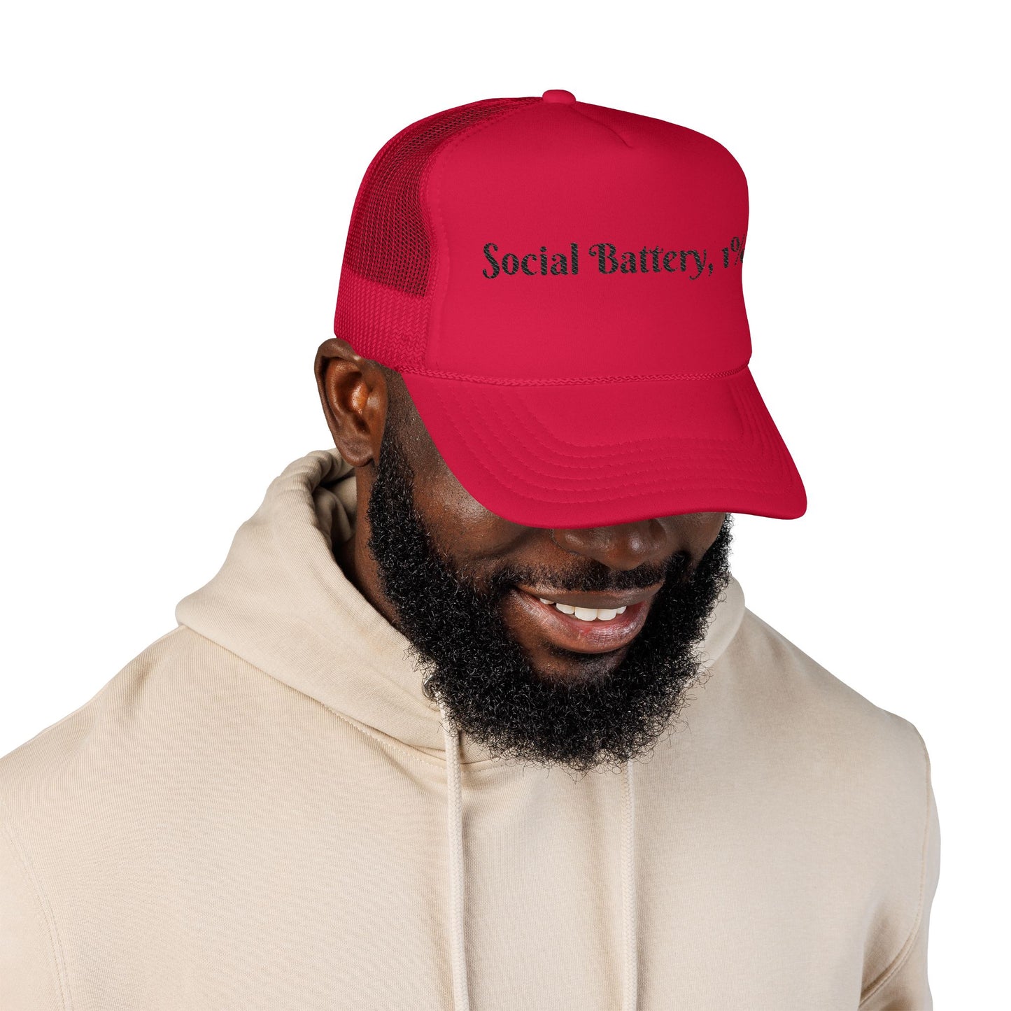 Social Battery Foam Trucker Hat - Casual Graphic Cap, Fun Gift for Friends, Outdoor Adventures, Festival Headwear, Summer Style